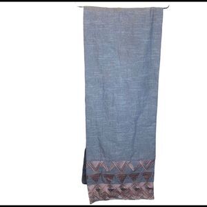 Gray table runner with pink/shimmer Aztec style print on each end